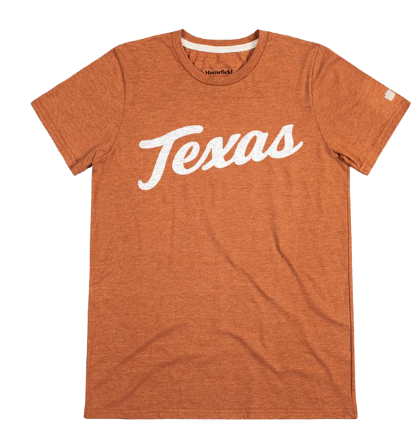 Texas Classic script Tee Shirt From Homefield Apparel